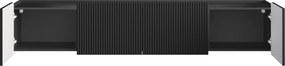 Závesná TV skrinka Malmi 200 cm - čierny mat / čierna