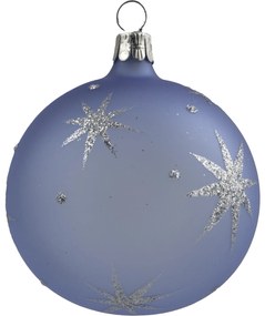 Bella Rose Sklenená vianočná ozdoba Guľa Svetlomodrá Mat Hviezda