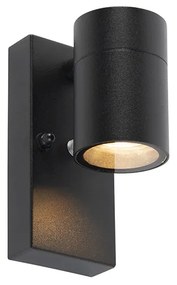 Moderná vonkajšia nástenná lampa čierna IP44 so senzorom súmraku - Solo