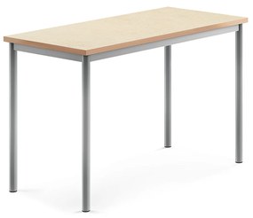 Stôl SONITUS, 1200x600x760 mm, linoleum - béžová, strieborná