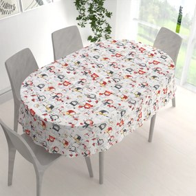 Biante Bavlnený oválny obrus Sandra SA-661 Snehuliaci na svetlo sivom 50x100 cm
