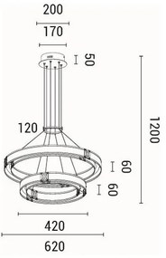 LED Luster na lanku LED/62W/230V 3000K 62x120 cm