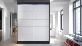 Posuvná skriňa Belgia IV, Farby: čierny / dub artisan, Osvetlenie: osvetlenie LED RGB - farebné