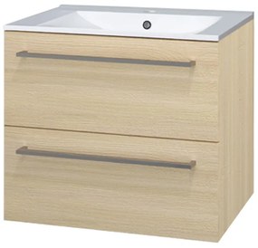 Mereo Mereo, Bino, kúpeľňová skrinka s keramickým umývadlom 61 cm, biela, dub, MER-CN630