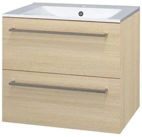 Mereo Mereo, Bino, kúpeľňová skrinka s keramickým umývadlom 61 cm, biela, dub, MER-CN630