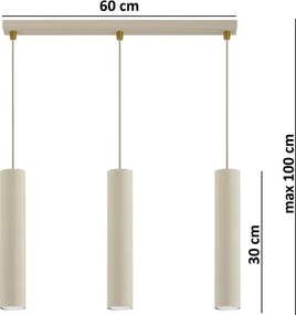 Brilagi - Luster na lanku TUBE 3xGU10/15W/230V béžová/zlatá