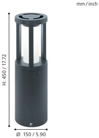 Eglo 97252 - LED Vonkajšia lampa GISOLA 1xLED/12W/230V IP44 450 mm