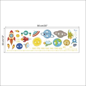 Samolepka na stenu "Detský meter - Raketa 2" 130x57 cm