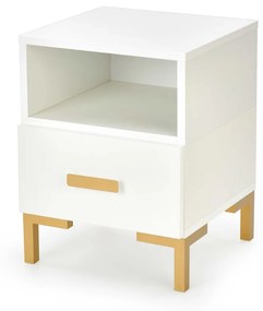 Nočný stolík SILVIA 40 cm biely/zlatý