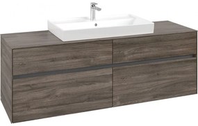 VILLEROY &amp; BOCH Collaro závesná skrinka pod umývadlo na dosku (umývadlo v strede), 4 zásuvky, 1600 x 500 x 548 mm, Stone Oak, C02800RK