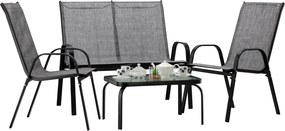 CH Záhradný oceľový nábytok so stolom - sivá