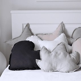 Ľanový vankúš srdca grafitová 44cm