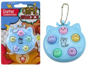 LEAN TOYS Kľúčenka modrá - Mini arkádová hra Wac A Mole Cats
