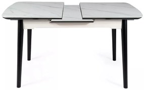Rozkládací jídelní stůl Apollo 120/160 cm bílý mramor/černý