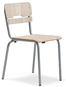 Školská stolička SCIENTIA, široké sedadlo, V 460 mm, strieborná/jaseň