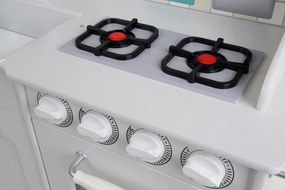 Drevená detská kuchynka s LED osvetlením, doplnkami a zvukovými efektmi