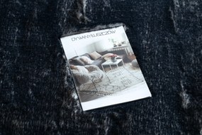 Okrúhly prateľný koberec LAPIN shaggy, čierny/ slonovinová kosť