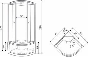 Novoterm Hydromasážny box NV-Porto 91x91