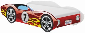 Detská autoposteľ CALIFORNIA 160x80 cm - červená s plameňmi