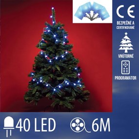 Vianočná led svetelná reťaz vnútorná + programy - kocky - 40led - 6m modrá