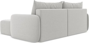 Svetlosivá zamatová rozkladacia/s úložným priestorom rohová pohovka (pravý roh/s leňoškou) Kalena – Makamii