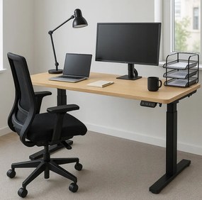 Herný stôl BR04 svetlohnedý s čiernym rámom 140 cm