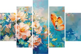 Obraz - Motýľ a kvety, olejomaľba II. (150x105 cm)