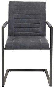 furniture-nabytek.cz - Sada 2 masivních křesel s područkou Picton, umělá kůže / kov, šedá/černá