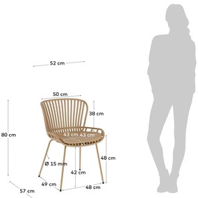 Béžová záhradná stolička s oceľovou konštrukciou Kave Home Surpik