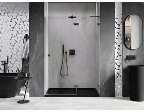 Mexen, Mexen Lunar L Otočné pravé sprchové dvere 135 cm, transparentné, pištoľový kov - 834L-135-000-95-00-P