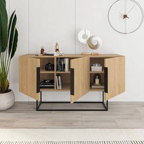 Nízka komoda v dekore duba v prírodnej farbe 150x80 cm Titan – Marckeric