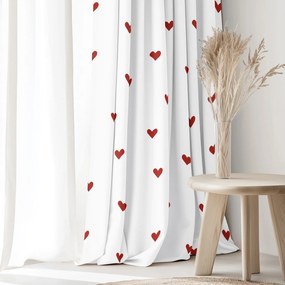 Goldea bavlnený záves - červené srdiečka na bielom 140x150 cm