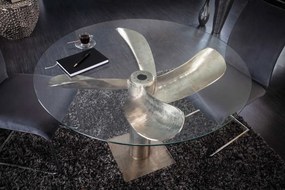 Dizajnový jedálenský stôl Propeller 94 cm strieborný