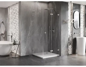 Mexen Lunar-F L, sprchový kút pravý 80 x 80 cm, 8mm číre sklo, oceľový profil, 836L-080-080-97-00-P