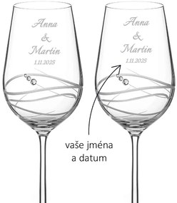 Dekorant Svadobné poháre na biele víno Venezia s kamienkami Swarovski 350 ml 2KS