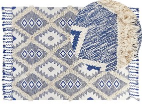 Bavlnený koberec 140 x 200 cm béžová/modrá MANAVGAT Beliani