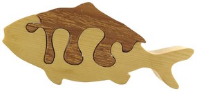 AMADEA Drevené puzzle ryba, masívne drevo dvoch druhov drevín, 19 cm