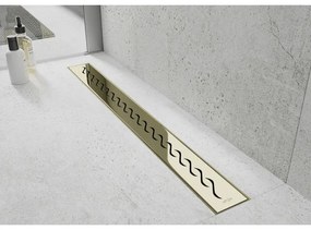 Mexen Flat 360°, nerezový sprchový žľab vzor M18 60 cm, zlatá lesklá, 1523060-40