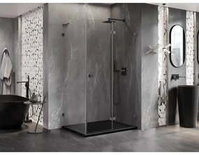 Mexen Lunar-F L, skladací sprchový kút pravý 90 x 80 cm, 8mm číre sklo, profil grafit brúsený, 836L-090-080-66-00-P