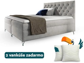 Wilsondo Čalúnená boxspring manželská posteľ s matracom Guliette - sivá Rozmer: 180x200