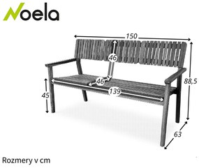 Noela Záhradná drevená lavička LUCY pre 3 osoby