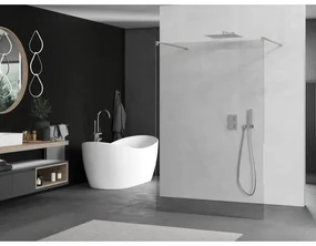 Mexen Kioto, sprchová zástena Walk-In 120 x 200 cm, 8mm číre sklo, brúsená oceľ profil,  800-120-002-97-00