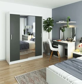 Šatníková skriňa s posuvnými dverami 150 cm CLP biela / sivá