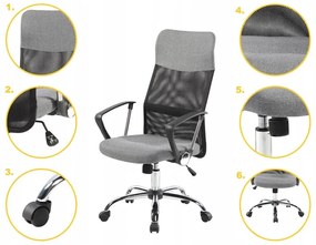 Otočná kancelárska stolička, chrómové nohy, vysoké operadlo