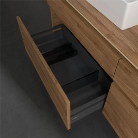 VILLEROY &amp; BOCH Legato závesná skrinka pod dve umývadlá na dosku, 4 zásuvky, 1600 x 500 x 550 mm, Oak Kansas, B67700RH