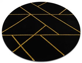 Koberec okrúhly EMERALD exkluzívne 1012 glamour, štýlový mramor, geometrický čierna / zlato Veľkosť: kruh 120 cm
