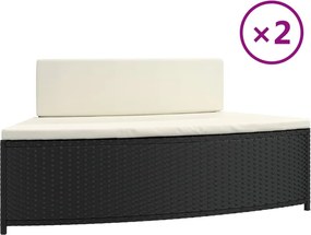 vidaXL Záhradné taburetky s podložkami 2 ks čierne polyratan