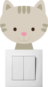 Farebná mačka na vypínač textilní prelepiteľná nálepka na stenu 11 x 11 cm