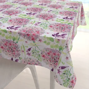 Biante Bavlnený štvorcový obrus Sandra SA-385 Ružové cibuľové kvety na bielom 150x150 cm