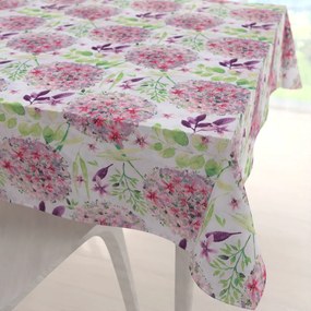 Biante Veľký bavlnený štvorcový obrus Sandra SA-385 Ružové cibuľové kvety na bielom 210x210 cm
